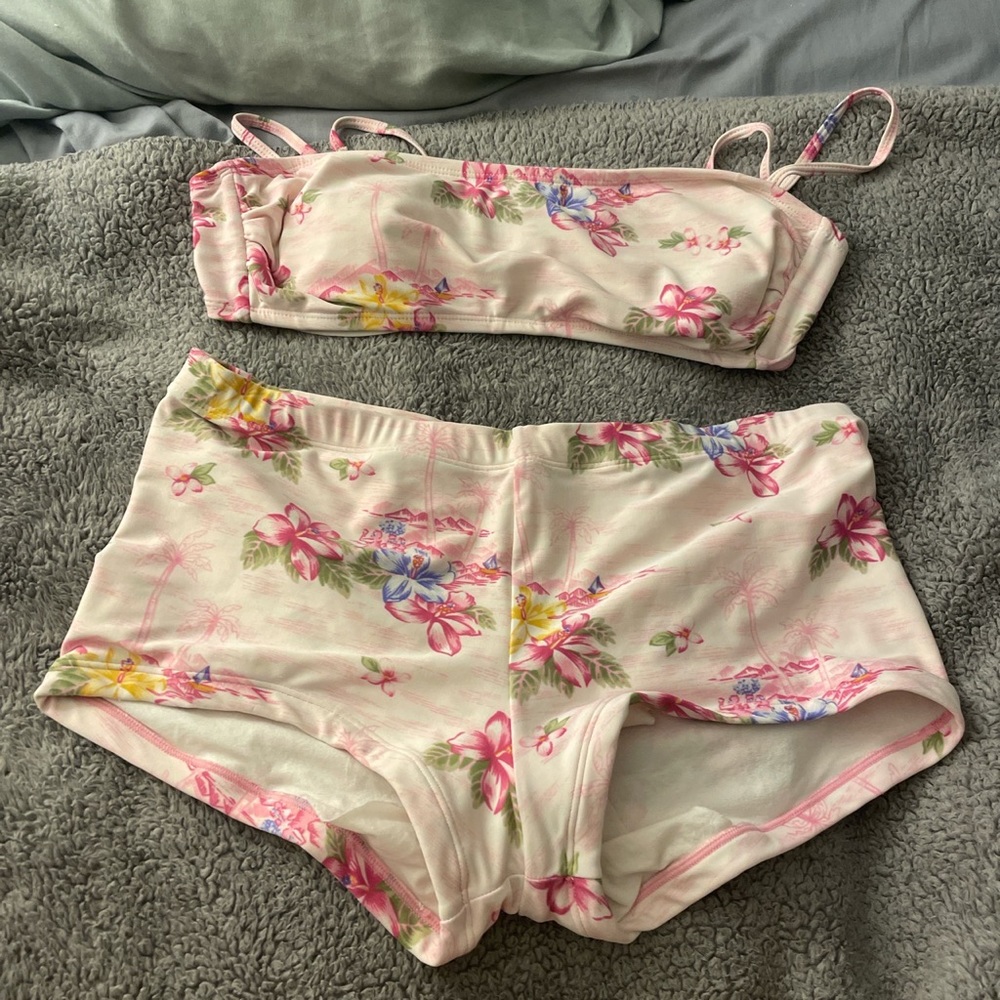lei vintage pink floral bikini set